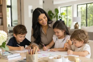 Familienmanagerin Starnberg begleitet drei Kinder liebevoll im Familienalltag und unterstützt die Familie in Vollzeit.